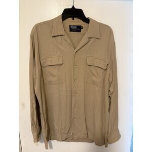 🔥 POLO RALPH LAUREN® RARE 90s Rayon Wool Gabardine Sport Leisure Shirt - M